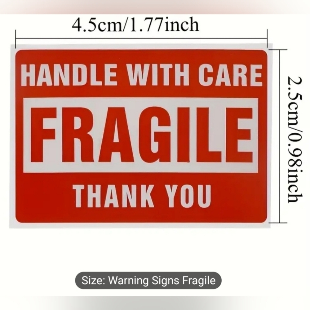 Fragile Warning Stickers, "Handle With Care" 250 Count 1.77" x .98"